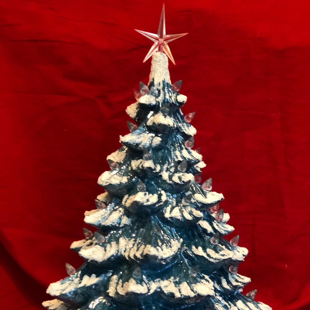 Handmade from start to finish…Turquoise Mother of Pearl Ceramic Christmas Tree